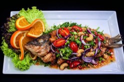 Spicy crispy fish salad