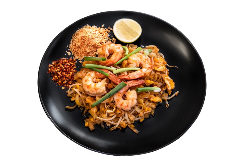 Pad Thai rice noodles with shrimp